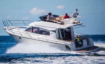 Nimbus boat driving in the ocean