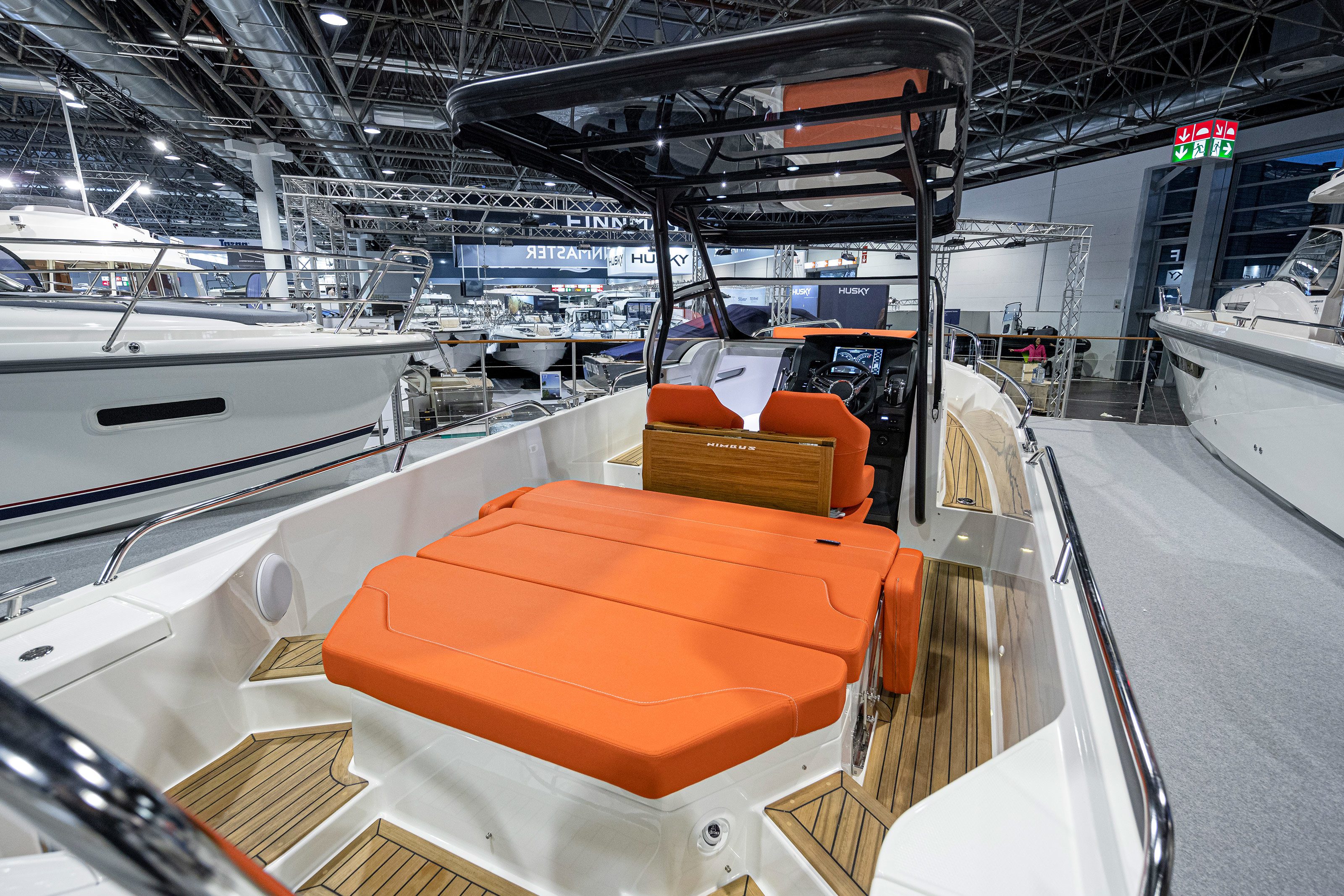 Orange sunbed on a boat